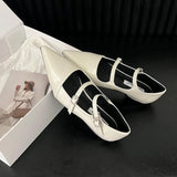 PICSGIRL  -  NEW Women Flat Women's Pointed Toe Retro Single Shoes Double Buckle Mary Jane Shoes Ballerina Flats Mujer