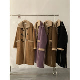 PICSGIRL  -  Korean Winter Fashion Suede Lamb Wool Splice Coat Fashion American Retro Coat High-End Long Single-Breasted Thicken Warm Coat