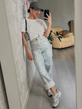 PICSGIRL  -  Loose PU Women Pants Solid Casual High Waist Pockets Fashion Streetwear Woman 2024 Autumn Winter New Baggy Bottoms Femme