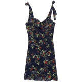 PICSGIRL  -  Floral Print Suspenders Dress Women Fashionable Elegant Wooden Ear Edge A-line Skirt Summer Sleeveless Leisure Dress