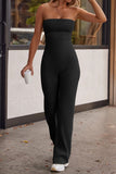 Casual Solid Backless Strapless Skinny Jumpsuits