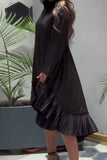 Casual Solid Fold Turndown Collar Shirt Dress Dresses